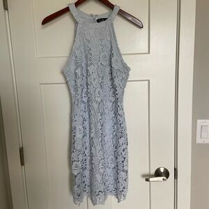 Lulus Love Poem Light Blue Lined Mini Dress - S Small - like New